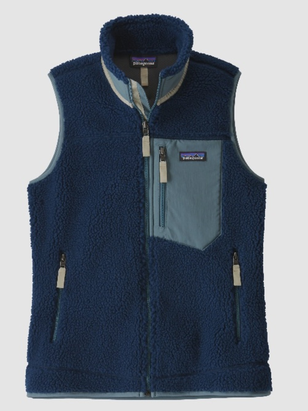 Patagonia Kids Retro Pile Vest - Navy with Light Blue Pocket